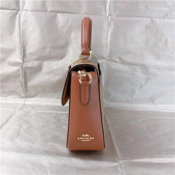 Coach C5644 Marlie Top Handle Satchel In Signature Canvas With Stripe Khaki Mult - Picture 7 of 10